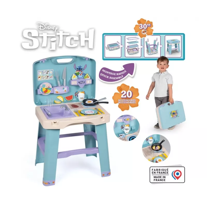 Rotaļu virtuve SMOBY Stitch Kitchen 7600311909 ar piederumiem – bērnu lomu spēļu virtuves komplekts