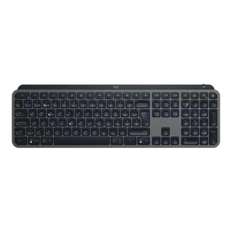 Bezvadu pilna izmēra tastatūra Logitech Master MX Keys S — Graphite, Bluetooth & 2.4 GHz (Nano), USB-C uzlādējama, fona apgaismojums, QWERTY US International