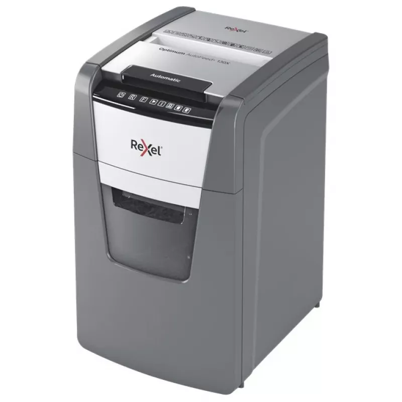 Rexel Optimum AutoFeed+ 130X papīra smalcinātājs Krustveida smalcināšana 55 dB 22 cm Melns, Sudraba