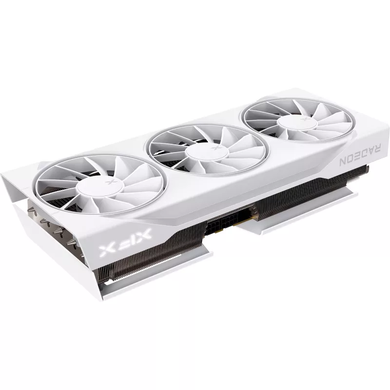 Grafikas karte XFX Radeon RX 9070 XT — 16 GB GDDR6, 256-bit, PCIe x16, 2400 MHz, 3 ventilatori balta, 325×65 mm