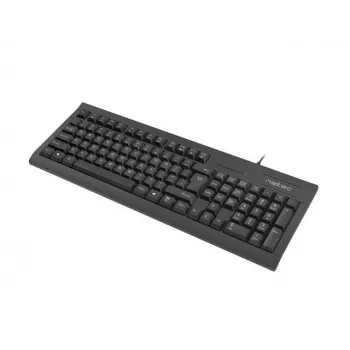 Vadu pilnizmēra tastatūra NATEC MORAY mājai/birojam USB QWERTY US International melna, 104 taustiņi, ciparu bloks