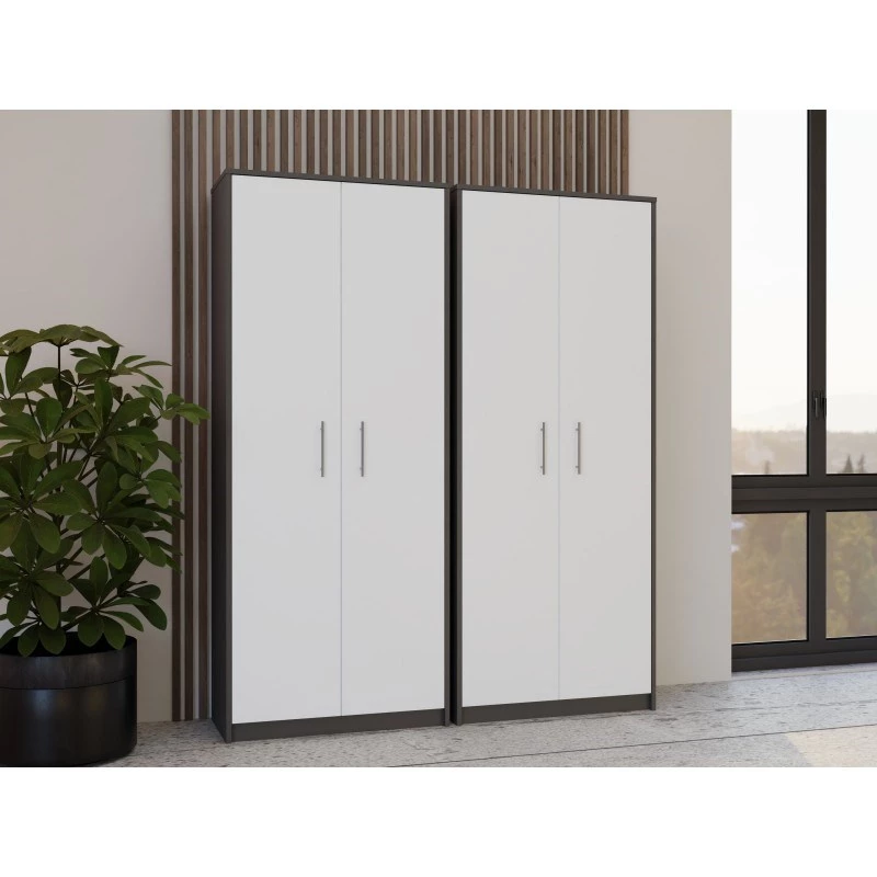 OLIV 2D CLOSED SHELVING UNIT, ANTHRACITE/Balts SET
