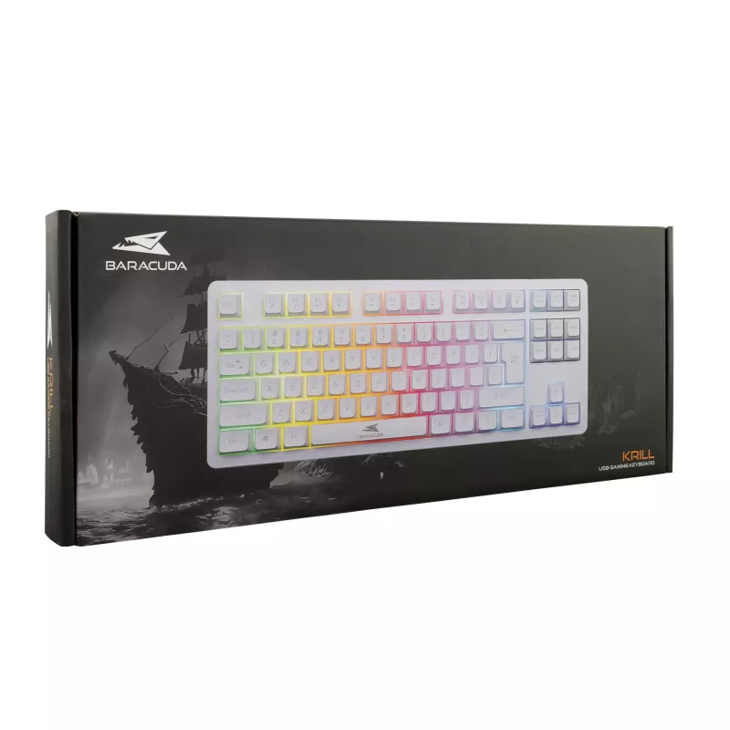 Mehāniskā tastatūra Baracuda Krill balta KRILL-W — kompakts izkārtojums, USB savienojums