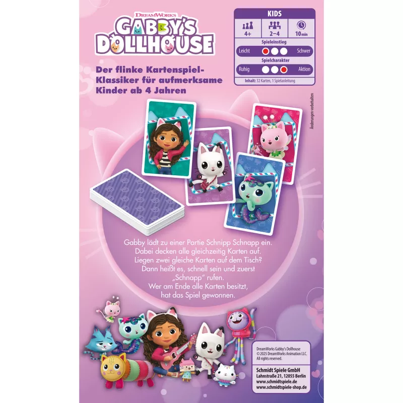 Gabby's Dollhouse Schnipp Schnapp, galda spēle