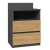 Naktsgaldiņš top e shop M1 ANTRACYT/ARTISAN, Ozols, 2 atvilktnes, 400×320×590 mm