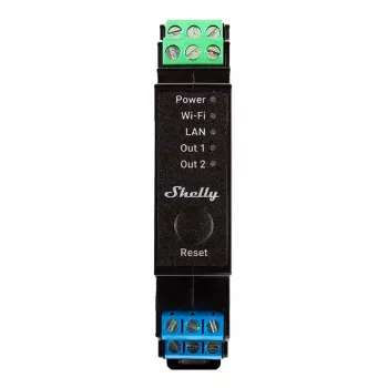 Pro 2PM, 25A, Wi-Fi, LAN un Bluetooth 2-kanālu viedais relejs ar jaudas mērīšanu, mājas automatizācija