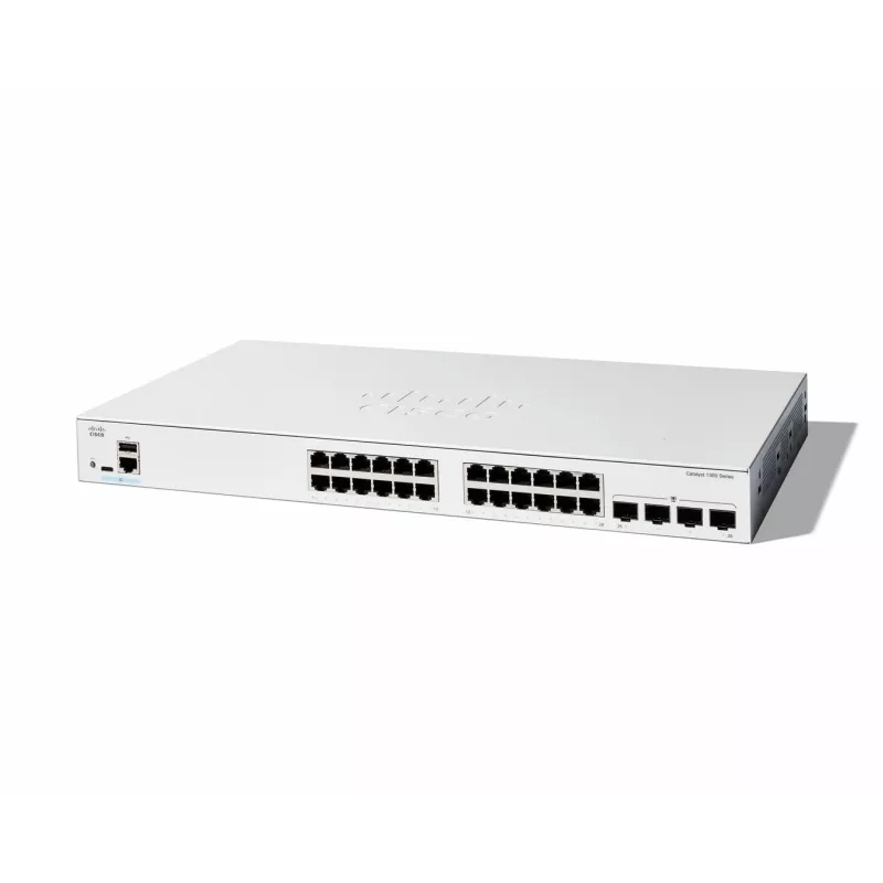 Cisco Catalyst 1300-24T-4G pārvaldāms slēdzis, 24 porti GE, 4x1GE SFP, ierobežota mūža aizsardzība (C1300-24T-4G)