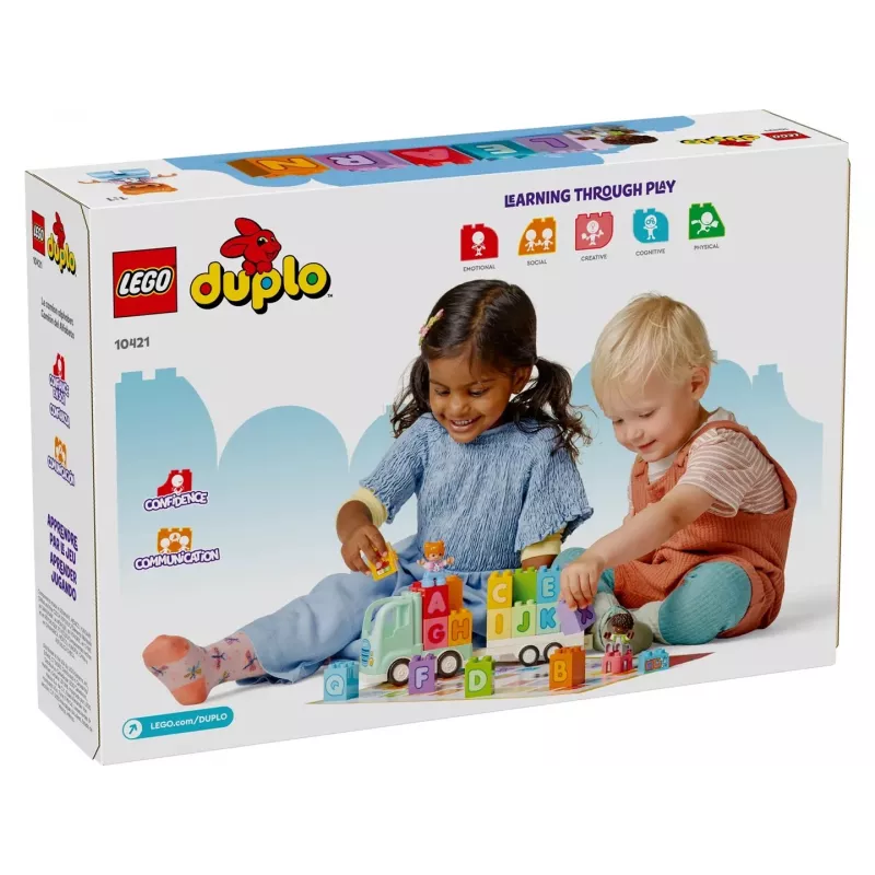 Konstruktors LEGO DUPLO 10421 ABC kravas automašīna, 36 gabali, 2 minifigūras, vecumam no 2 gadiem, izmēri 110×140×70 mm