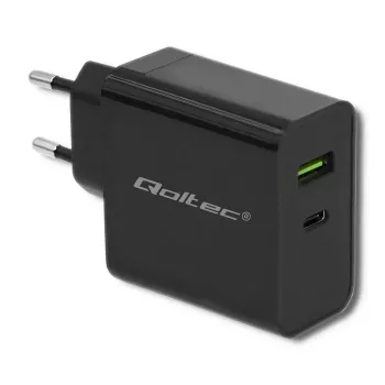 Strāvas adapteris QOLTEC 51717 45W 20V 3A maiņstrāvas iekštelpu lādētājs viedpulkstenim, melns