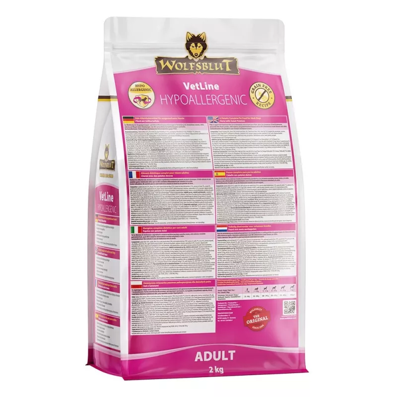 WOLFSBLUT VetLine Hypoallergenic Horse ar saldajiem kartupeļiem - sausā suņu barība - 2kg
