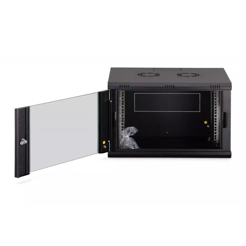 Pie sienas stiprināms 19 collu statīva skapis DIGITUS Dynamic-N DN-37101 — 7U, 600x450 mm, IP20, atslēgas slēdzene, nesamontēts
