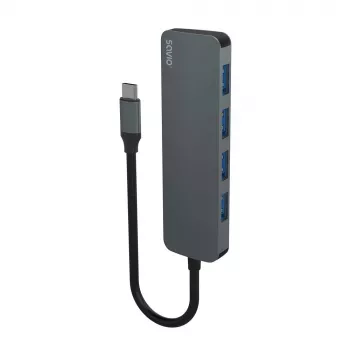 USB centrmezgls SAVIO AK-54 — 4 x USB-A (USB 3.2 Gen 1), USB-C resursdators, melns