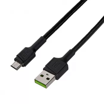 USB 2.0 kabelis zaļa Cell KABGC23, USB A uz Micro-USB B, 0,3 m, melns