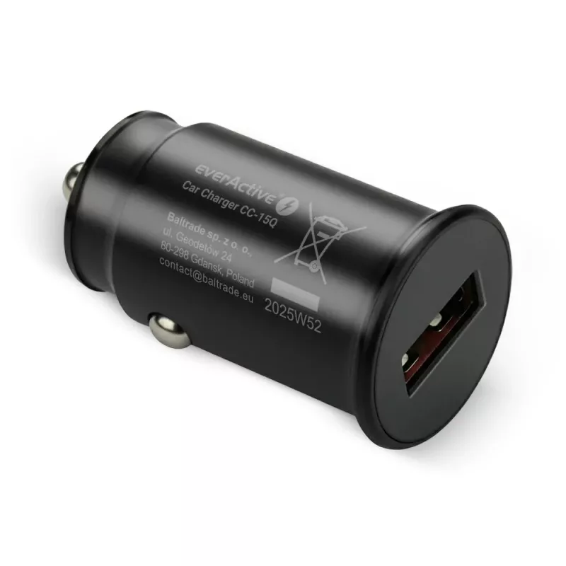 Auto lādētājs everActive CC-15Q QC3.0 18W 1×USB