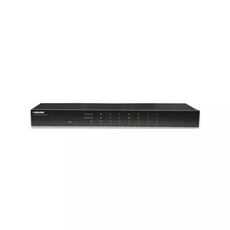 Intellinet 8 portu statnes KVM slēdzis, kombinēts USB + PS/2, ekrāna displejs, komplektā kabeļi (EU 2 kontaktu spraudnis)