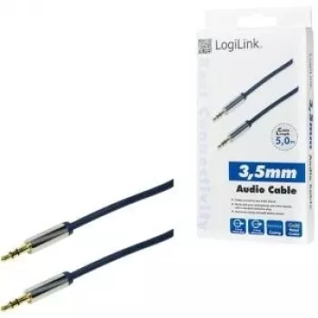 Logilink audio kabelis – 3,5 mm mini ligzdas stereo (vīrišķais) – 5 m – tumši zils (CA10500)