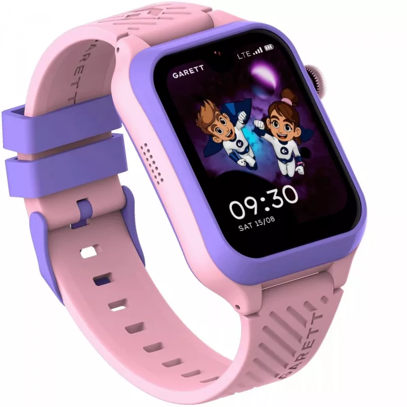 Viedpulkstenis Garett Kids Essa 2 4G rozā — bērnu GPS pulkstenis ar 4G, zvanīšanu, SOS