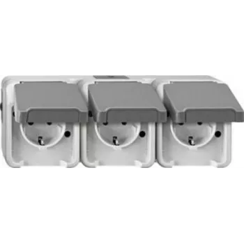 Kontaktligzda merten MEG2391-8029 CEE 7/3, atbalsta CEE 7/4, IP44, 250 V, 16 A, pelēka, 223×83×57 mm