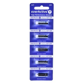 Uzlādējamu bateriju komplekts everActive 27A5BL, sārmu, 12 V, cilindriskas, 5 gab., 27,3 × 7,62 mm