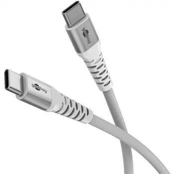 Goobay KAB USB-C (ST-ST) 2m Savienojuma kabelis ar tekstila apvalku, balts, USB kabelis, USB 2.0, USB C (70194)