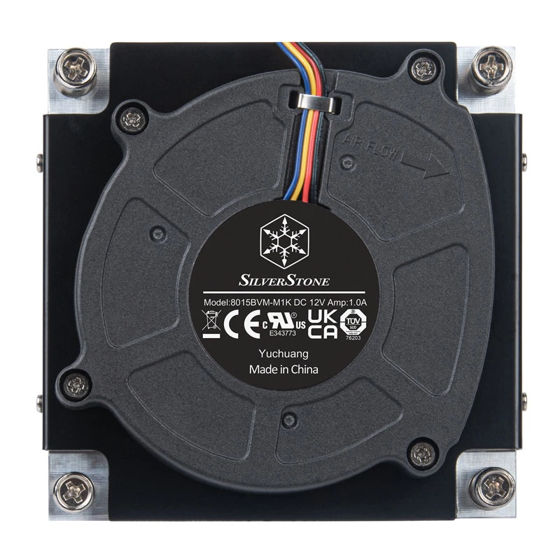 Procesora gaisa dzesētājs SILVERSTONE SST-XE01-1700A — 8 cm ventilators, 1000–5500 RPM, dubultlodes gultnis, melns
