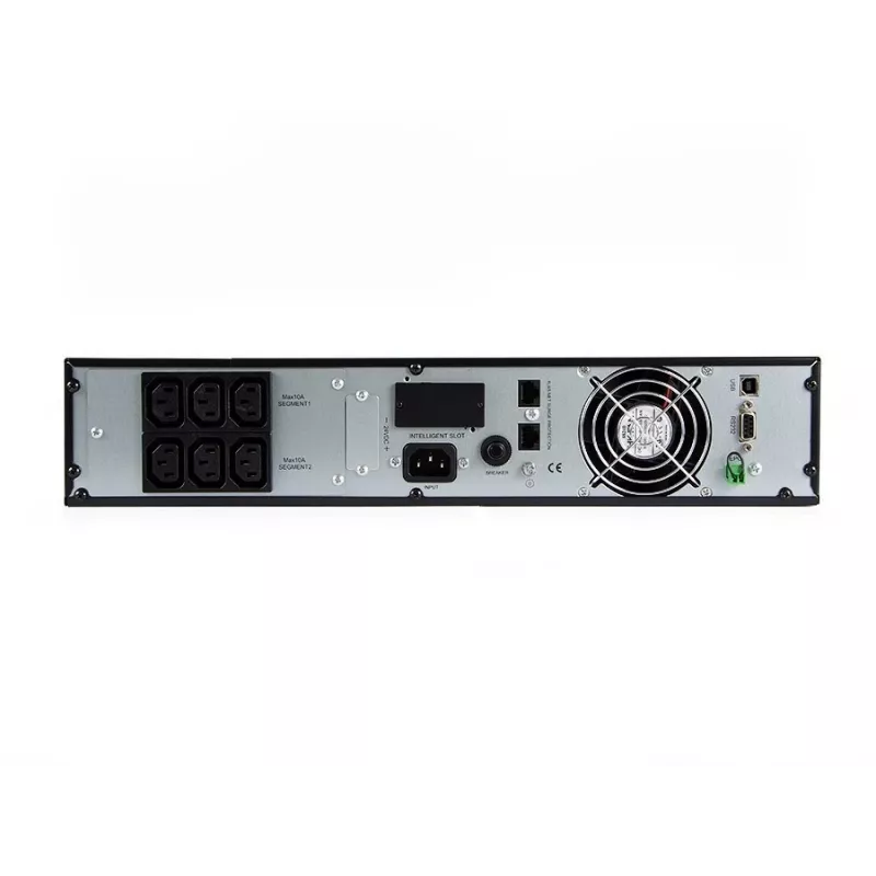 Nepārtrauktas barošanas avots zaļa Cell UPS13 — tiešsaistes dubultās pārveidošanas UPS, 1000 VA / 900 W, tīrs sinusoidāls vilnis, 6 maiņstrāvas izejas, LCD, 2×12V 9Ah baterijas