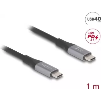 USB kabelis DeLOCK 81191 USB4 Gen 2x2 1m USB C melns pelēks