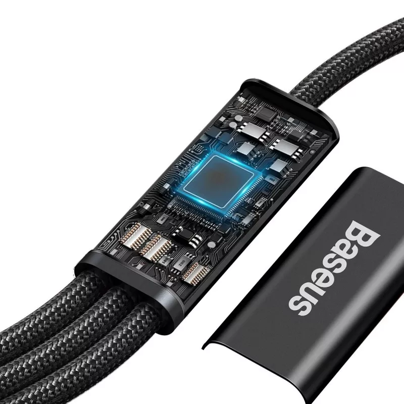 Baseus Rapid 3-in-1 USB kabelis 1,5 m USB A USB C/Micro USB A/Lightning Melns