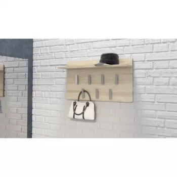 Apģērbu pakaramais top e shop WIESZAK 2F SONOMA — skaidu plātne, ozola apdare, 7 āķi, 700×200×400 mm