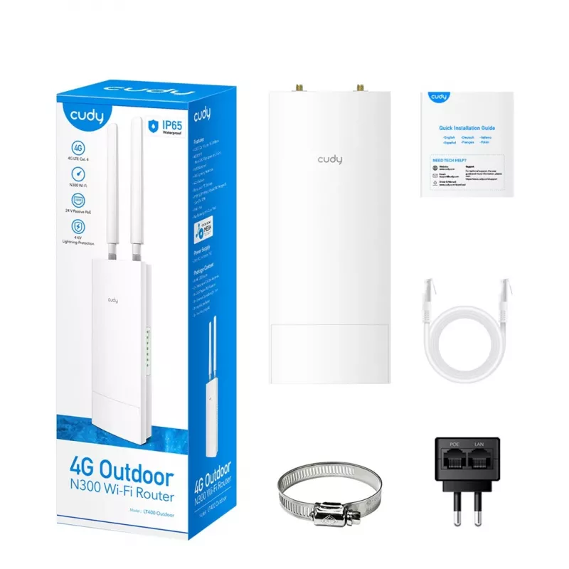 Cudy LT400 bezvadu maršrutētājs Fast Ethernet vienas joslas (2,4 GHz) 4G balts