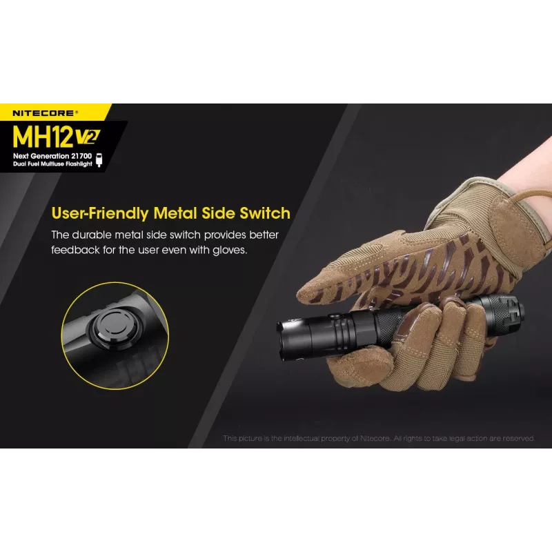 Rokas lukturītis Nitecore MH12 V2 melns
