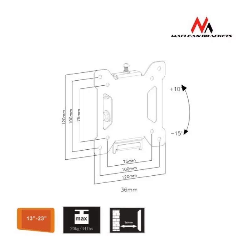 Universāls turētājs TV vai monitoram MC-596 13-23 VESA 100x100 20kg