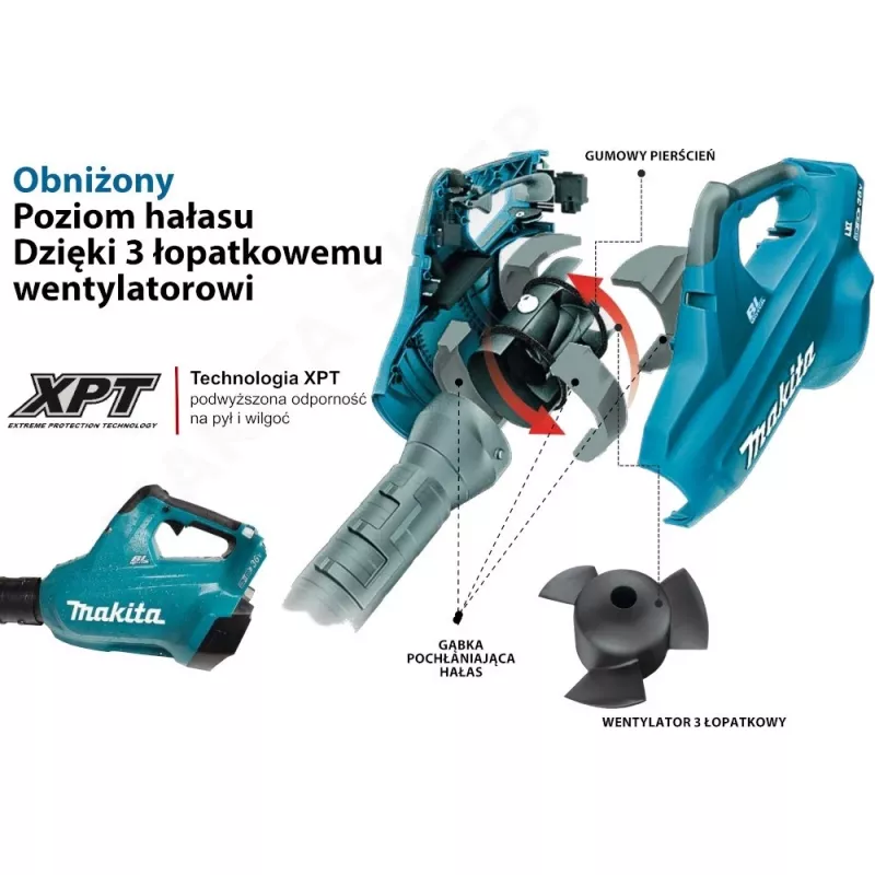 Makita DUB362Z bezvada lapu pūtējs 193 km/h Melns, Tirkīza 18 V Litija jonu (Li-Ion)