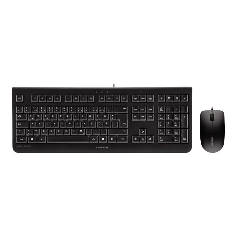 Tastatūra CHERRY DC 2000 ar peli, universāla USB QWERTY čehu, melna