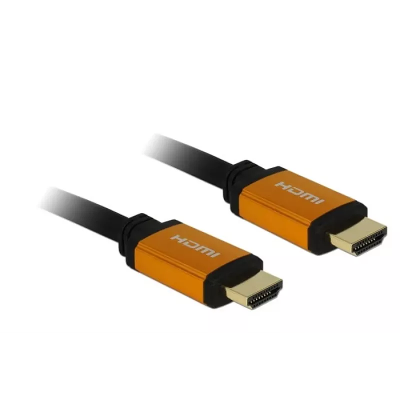 DeLOCK - HDMI kabelis - HDMI (M) uz HDMI (M) - 50 cm - Trīskārša izolācija - Melns, Zelts - 8K atbalsts