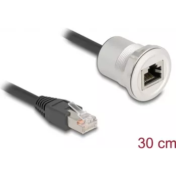 Tīkla kabelis DeLOCK 88187 0,3 m Cat5e S/UTP RJ-45 melns sudrabains