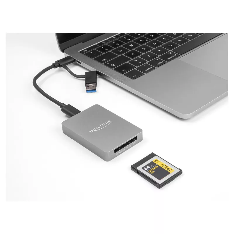 DeLOCK USB Type-C karšu lasītājs CFexpress XQD Alumīnija Pelēks 10000 Mbit/s