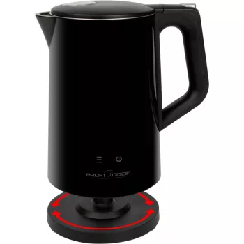 Elektriskā tējkanna ProfiCook PCWKS1243 — 1,7 L, 2200 W, temperatūras kontrole 50–100 °C, melna