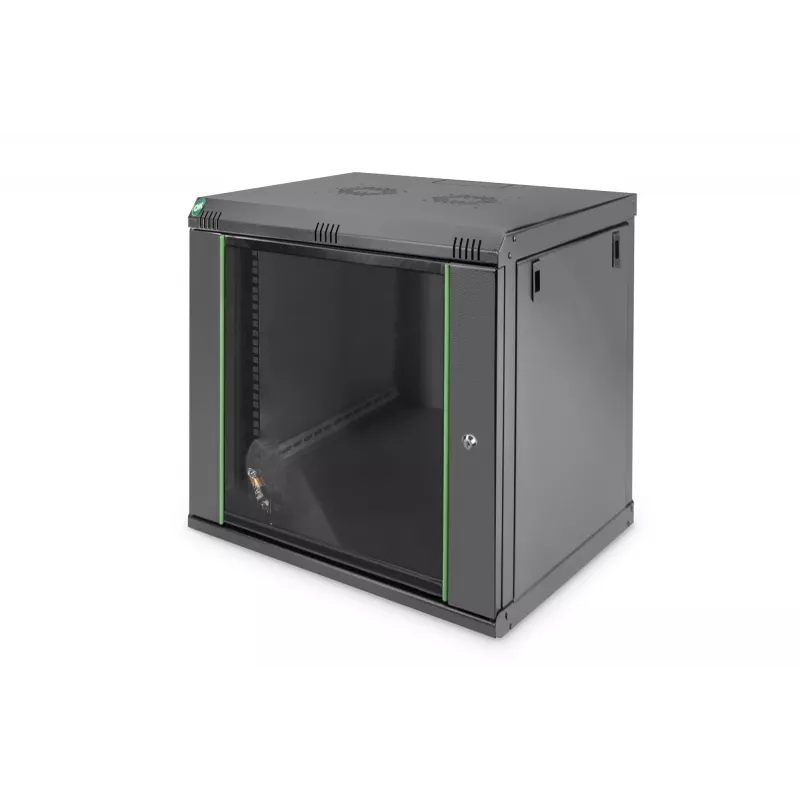 DIGITUS Dynamic Basic DN-19 16-U-EC-SW - skapis - tīkla skapis - piemērots montāžai pie sienas - melns, RAL 9005 - 12U - 48.3 cm (19)