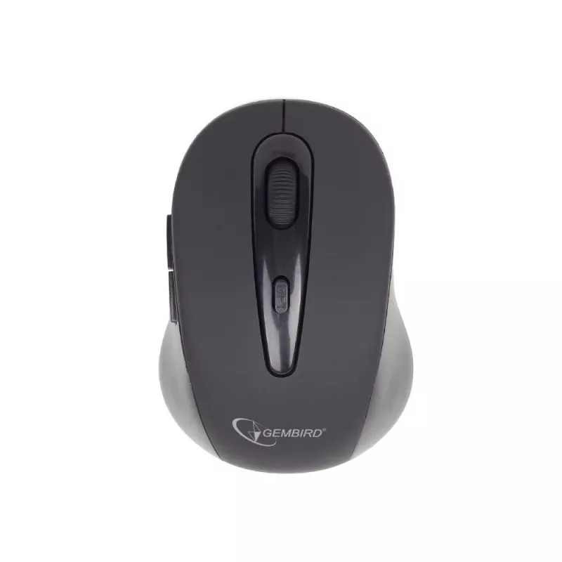 Bezvadu Bluetooth optiskā pele GEMBIRD MUSWB2 — labročiem, 1600 DPI, 6 pogas, melna/pelēka, AAA baterijas