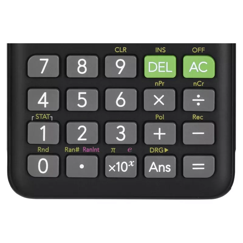 Zinātniskais kalkulators CASIO FX-82ES PLUS-2 — 252 funkcijas, punktmatricas 12 ciparu displejs, darbināms ar baterijām (AAA), melns
