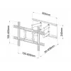 Sienas stiprinājums ART AR-87 40 collu–80 collu ekrāniem, 60 kg ietilpība, VESA līdz 600×400, slīpums 12°, pagrieziens 45°, izbīdījums 5,6–45,8 cm