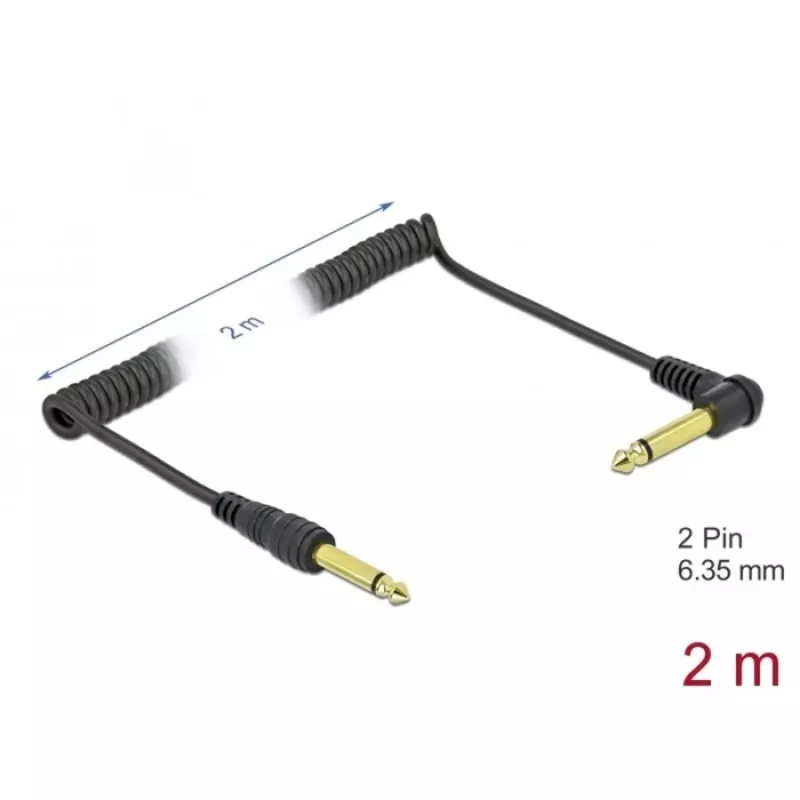 Audio kabelis DeLOCK 85939 2m 6.35mm Melns