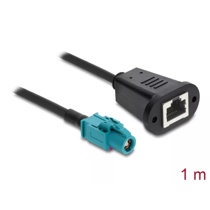 Koaksiālais kabelis DELOCK 90700 — 1 m, HSD Z uz RJ-45, melns/zils