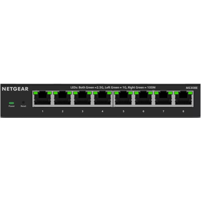 NETGEAR MS308E Nepārvaldīts 2.5G Ethernet (100/1000/2500) Melns