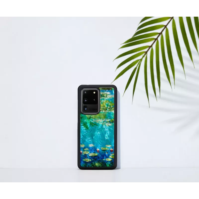 Aizsargtelefona maciņš iKins Samsung Galaxy S20 Ultra — melna ūdensrožu apdruka