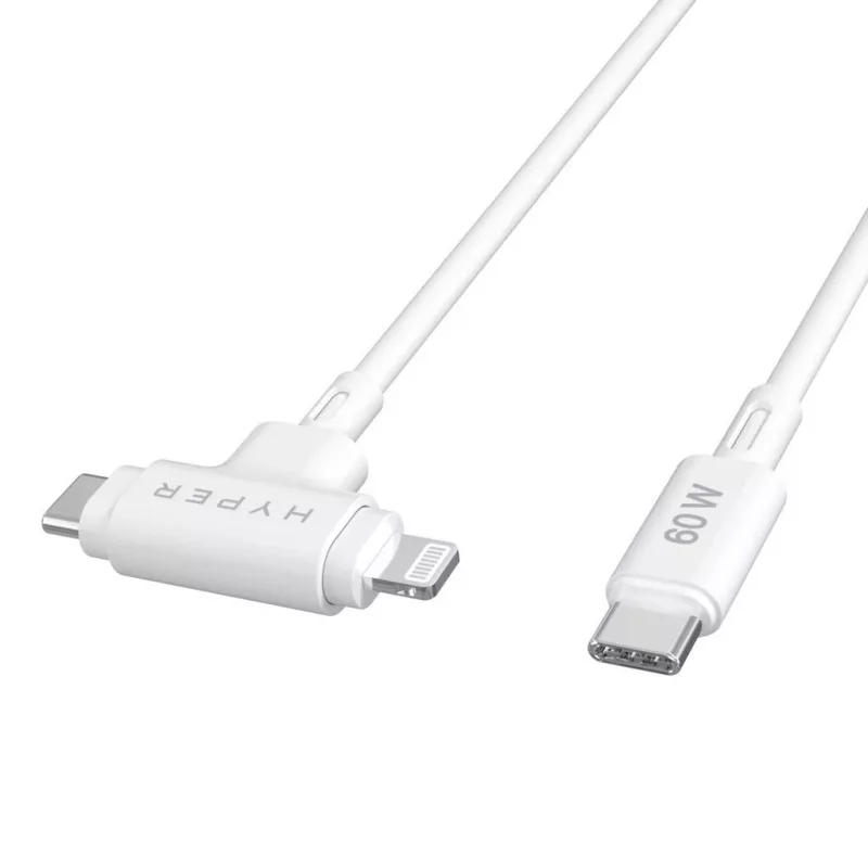 HYPER HyperJuice USB kabelis USB 2.0 1,5 m USB-C USB-C/Lightning Balts