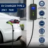 Qoltec Mobile EV Car Charger Adjustable 2in1 Type2 | 7kW | 230V | CEE 3 PIN | Wi-fi | LCD | Portable | Wallbox | 5m