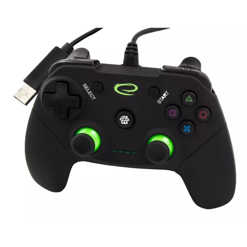 Spēļu kontrolieris ESPERANZA EGG110K vadu USB ar vibrāciju, 12 pogas, 1,5 m kabelis — PC un PS3