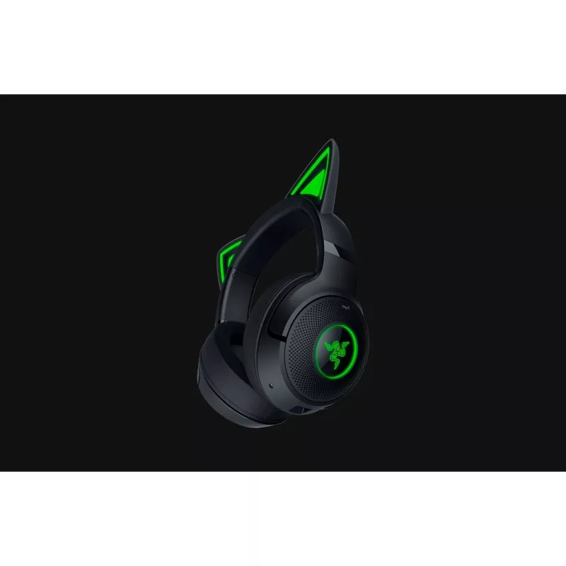 Austiņas Razer Kraken Kitty V2 BT — Bezvadu Bluetooth, apkārtauss, galvas stīpa, 20–20000 Hz, 325 g, melnas